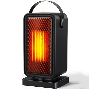 Енергозберігаючий електричний вентилятор-обігрівач, 600 Вт, керамічний нагрівач PTC із захистом від перегріву та перекидання, 2 налаштування термостата, 12-годинний таймер, для офісу, дому, гуртожитку, ванної кімнати