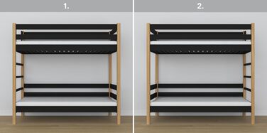 Двоярусне ліжко N-wood N03, дитяче ліжко 120х180 см, для 2 дітей, 2 сторони для складання сходів Ліва або права, Безпечні закругле