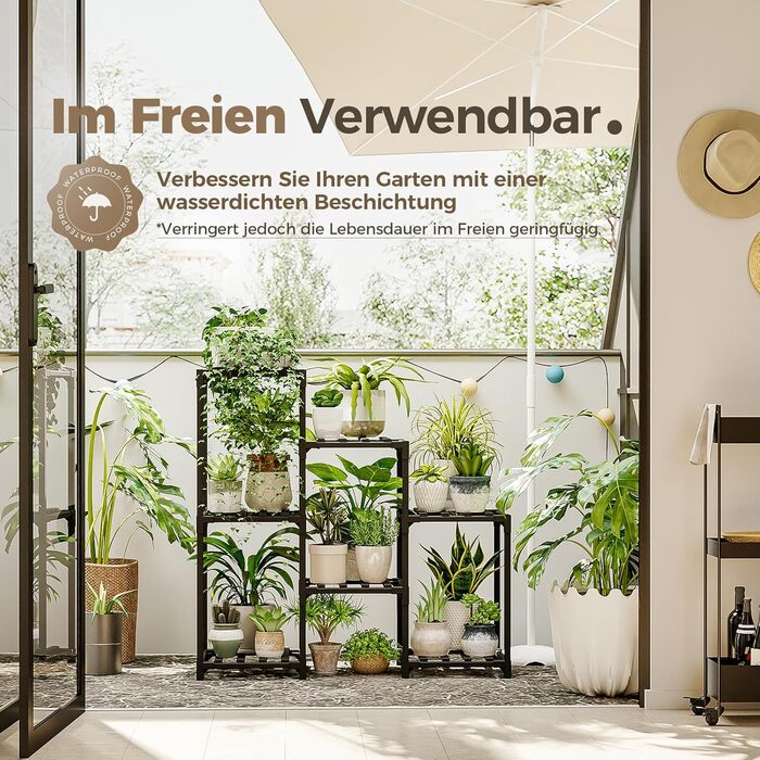 Полиця для рослин Підставка для квітів Дерев&39яна підставка для рослин на 7 ярусів, для тераси, балкона, саду, садівництва, подарунків для мами (чорна) A-Square-Black