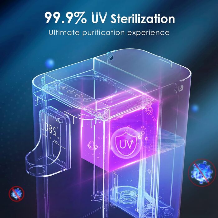 Диспенсер гарячої води з миттєвим нагріванням, настільна мобільна система зворотного осмосу без підключення до води, TDS Reduce, питна вода без вапняку, 4 рівні температури, 19-H