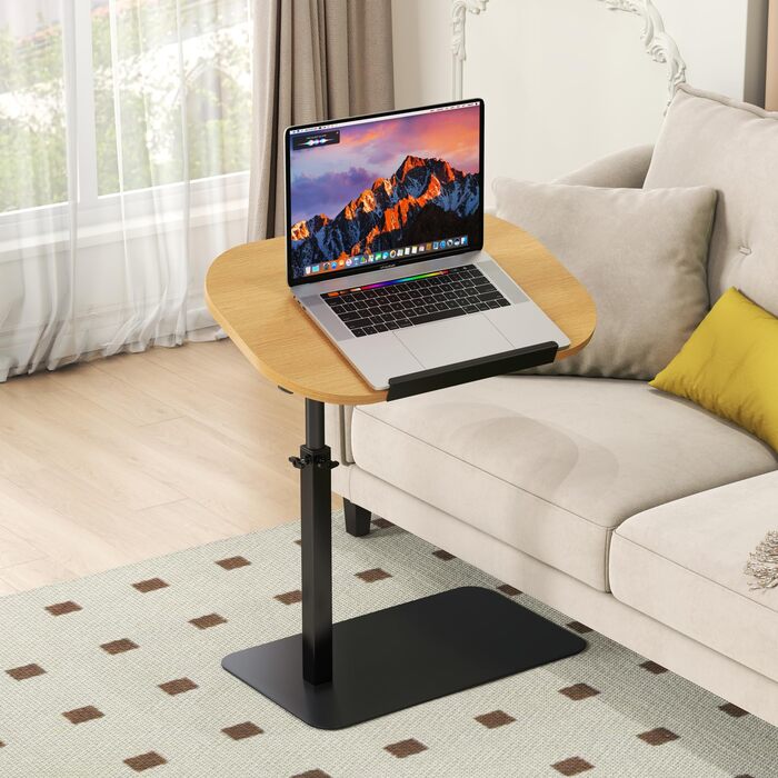 Журнальні столики з масиву дерева C-подібної форми, регульовані по висоті, журнальний столик з металевою основою, що обертається на 360, невеликий жорстокий столик, дерев&39яні жорстокі столики для дивана/ноутбука, столик для дивана у вітальні, столик для