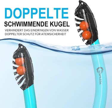 Набір для сноркелінгу, вдосконалена панорамна маска для сноркелінгу, водонепроникна маска для дайвінгу, захист від запотівання, загартоване скло із захистом від протікання, з 3-канальним преміальним сухим сноркелем для дорослих, водяно-зелений
