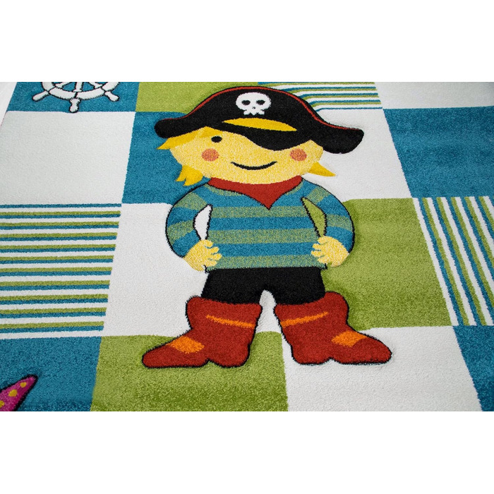 ДИТЯЧИЙ КИЛИМ ПІРАТСЬКИЙ ІГРОВИЙ КИЛИМ БІРЮЗОВО-СИНІЙ КРЕМ Розмір 200 х 290 см