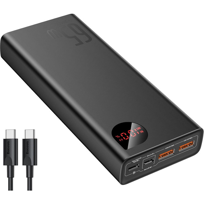 Powerbank Baseus 65W PD QC 4.0, 20000mAh, USB-C вхід/вихід