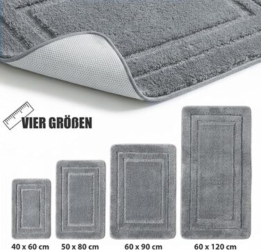 Килимок для ванної HELLSER KIRA Нековзний килимок для ванної, який можна прати М&39який килимок для ванної з мікрофібри Поглинаючий та швидковисихаючий Сертифікований килимок для ванної Oeko-TEX для підлоги з підігрівом Сірий 50x80 см (прямокутний)