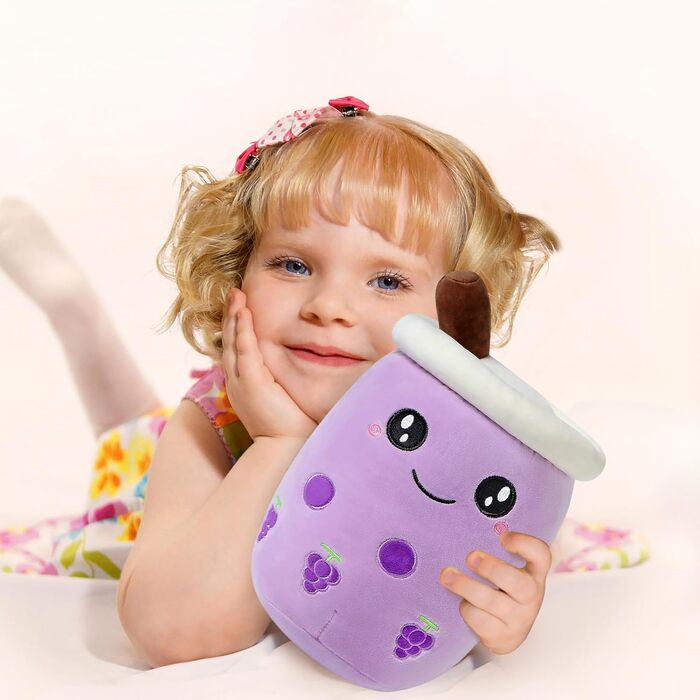 Плюшева іграшка Shownicer Boba Tea, каваї, м&39яка тварина з бульбашкового чаю, плюшева іграшка-подушка, подушка для ляльки у формі чашки молочного чаю, мила іграшка-подарунок для дітей, дівчаток, хлопчиків, фіолетовий виноград, 24 см