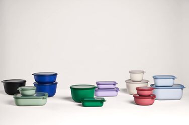 Кругла прямокутна миска Mepal Multi Bowl - Посуд для мікрохвильової печі - Підходить як герметична коробка для зберігання в холодильнику, посуді для мікрохвильової печі та як контейнер для зберігання продуктів - 2000 мл - Яскраво-синій