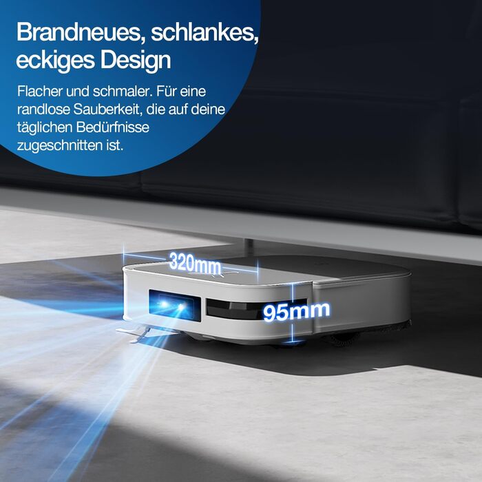 Робот-пилосос ECOVACS DEEBOT X2 OMNI з функцією миття підлоги 8000 Па, тонкий квадратний дизайн, система підйому швабри 15 мм, сам