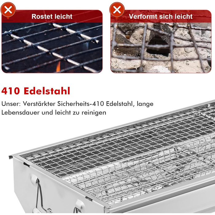 Вугільний гриль для кемпінгу, складаний переносний гриль з решіткою, для пікніків, саду, вечірок, сімейного барбекю. Розмір 73x28x76 см, розрахований на 4-8 осіб.