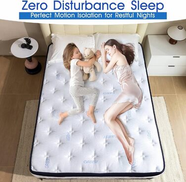 Матрац H4, гібридний матрац з пружинним ядром у формі кишенькової тканини та 7-зонною підтримкою, піна з ефектом пам&39яті ергономічний комфорт та ізоляція рухів, сертифікований Oeko-TEX та CertiPUR-US, 160x200x22 см