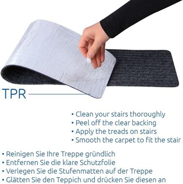 Ваші самоклеючі килимки для сходів GEAR, проступь 76x20 см, килим для сходів з нижньою стороною TPR, клей не потрібен, килим для с