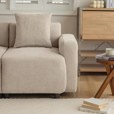 Місний диван, диван 211 см з функцією сну, шеніловий диван з 2 подушками, м&39які меблі для вітальні, спальні (кремовий) кремового кольору, 3-