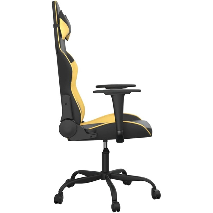 Ігрове крісло Tidyard з функцією масажу, офісне крісло, ігрове крісло, геймерське крісло, чорно-золота штучна шкіра