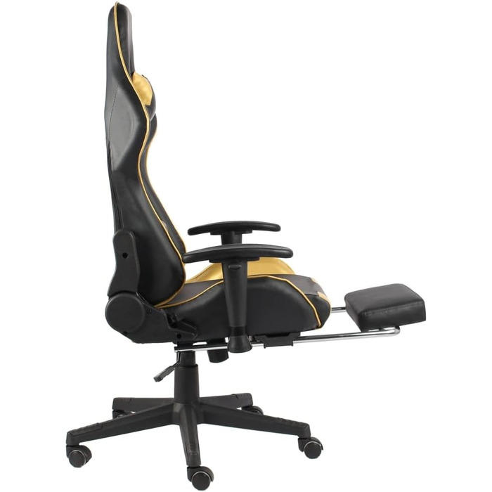 Геймерське крісло, обертове, золоте, ПВХ, ергономічне, з підставкою для ніг, висока спинка для комп&39ютерних геймерів, офісне, зручне сидіння з підставкою для ніг, золоте
