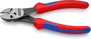 Високоефективні діагональні кусачки Knipex TwinForce з пружиною відкривання, чорні, атраментовані, з багатокомпонентними ручками 180 мм 73 72 180 F