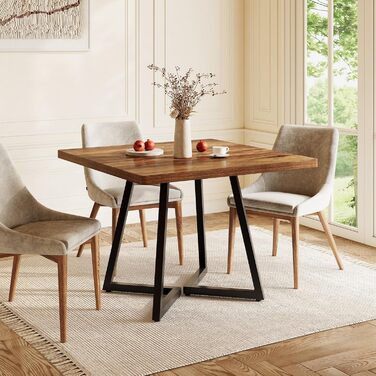 Невеликий обідній стіл для 4 осіб, квадратний обідній стіл для невеликих приміщень, обідні столи, сільський коричневий дерев&39яний кухонний стіл з металевими ніжками, сучасний столик для кафе для відпочинку в квартирі