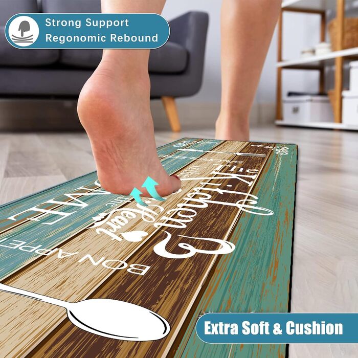 Комплект кухонних килимків, килимок для кухні, що миється, килимова доріжка для коридору, комплект кухонних килимків та килимків, що миються, підходить для нековзних килимків на кухні, у вітальні, їдальні та ванній кімнаті C002