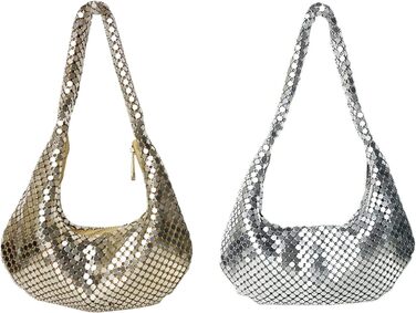 Жіноча сумка на вечірку, клатч з металевими паєтками, золота однотонна сумочка на ланцюжку