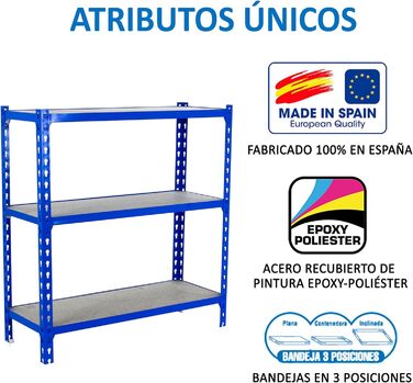 Стелаж Simon Rack для важких умов експлуатації, 1000x1100x400 мм, вантажопідйомність до 200 кг, 3 регульовані полиці, панелі МДФ, підвальний стелаж, стелаж для зберігання, синій/дерев&39яний - Simonclick синій/дерев&39яний 1000x1100x400