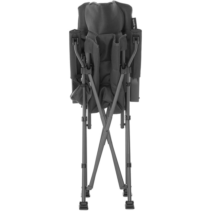 Міцний кемпінговий стілець XXL, вантажопідйомність до 250 кг, з підлокітниками, тримачем для напоїв, сумкою-холодильником та міцною сталевою рамою, крісло для риболовлі, складне, довговічне, темно-сірий колір