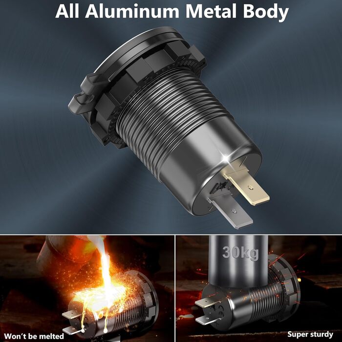 Вт Металева розетка USB C PD 12В автомобільна USB-розетка типу C Вбудована розетка Водонепроникний автомобільний адаптер 12 вольт