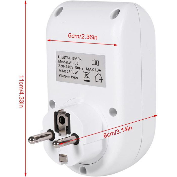 Енергозберігаюча розетка, великий РК-дисплей, таймер розетки з прихованими кнопками для водонагрівачів, кондиціонерів