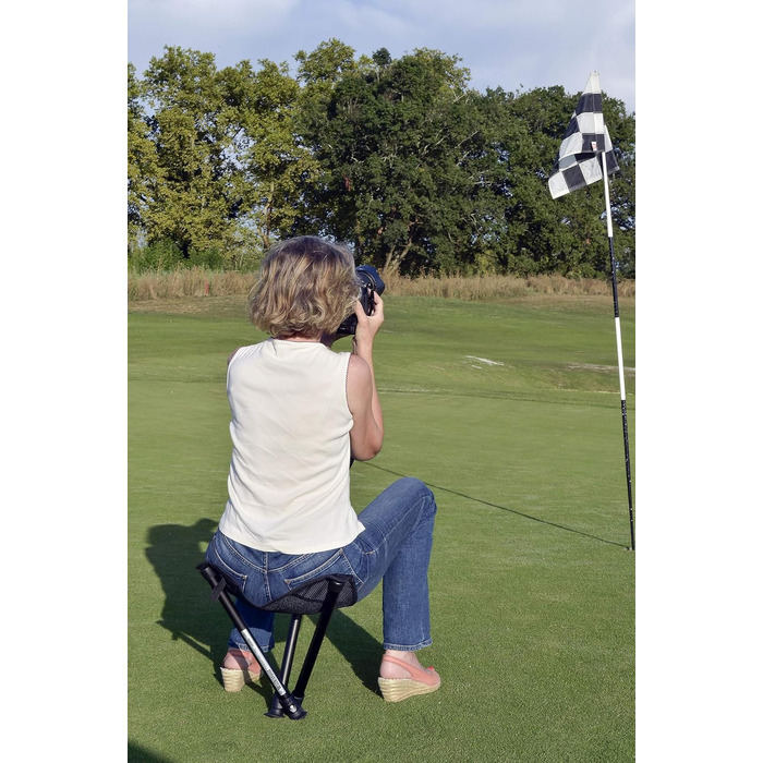 Табурет Walkstool - Базова модель - Складаний стілець на 3 ніжках з алюмінію - Складаний - 2 моделі на вибір з фіксованою висотою сидіння 50 та 60 см - Вантажопідйомність від 150 до 175 кг - Виготовлено у Швеції, Чорний, 60 см, Walkstool Basic