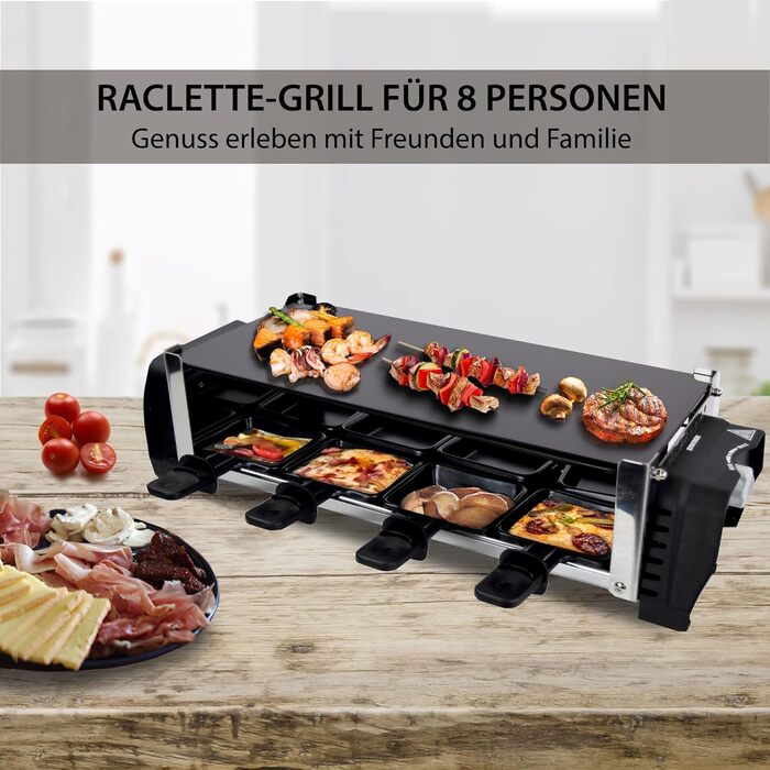 Раклет Syntrox Germany зі склокерамічною пластиною для гриля Design Glass для 8 осіб Grill RAC-1200W-Aarau