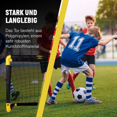 Футбольні ворота Umbro - Футбольні ворота 50 x 44 x 44 см - Складані футбольні ворота - Футбольні ворота для дітей садівництва - Футбольне тренувальне обладнання для використання в приміщенні та на вулиці - Чорний/Жовтий