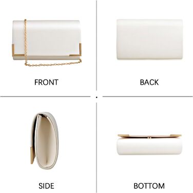 Жіноче вечірнє клатч-сумочка з ланцюжком, м'яка екошкіра, гаманець-сумочка з від'ємним ланцюжком, жіноча сумка на плече, крос-боді для весілля, коктейльної вечірки, біла