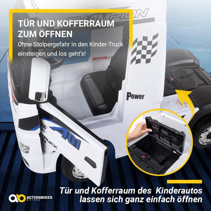 Дитячий електромобіль Mercedes Benz Actros Truck - Ліцензія - 4 x 45 Вт двигун - Повнопривідний 6 км/год - 2,4 ГГц пульт дистанцій