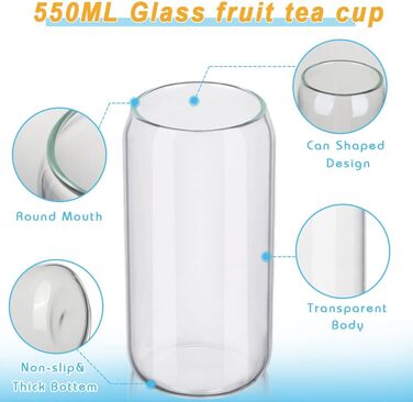 Келихи для коктейлів UHAPEER у формі банки Набір 2, набір склянок 550 мл/19 унцій з кришкою та соломинкою, келихи для лонг-дрінк К