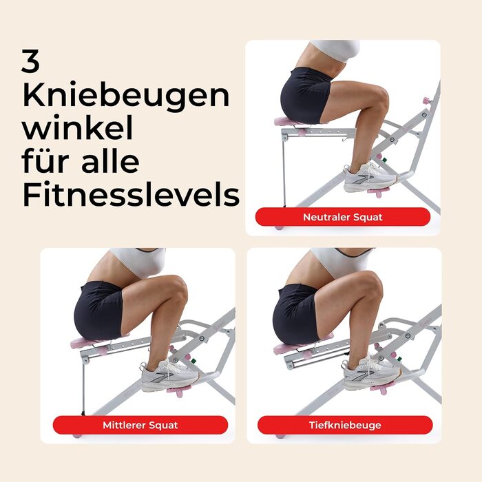 Тренажер для присідань Sunny Health & Fitness Row-N-Ride, складний тренажер із регульованим опором, домашній тренажер для тренування рук, сідниць та ніг, доступний у різних кольорах, рожевий