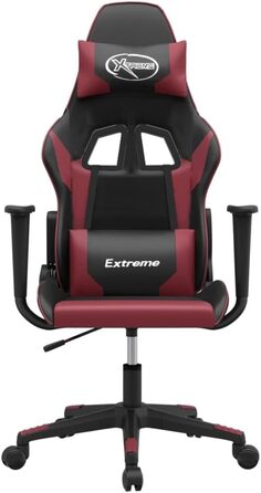 Ігрове крісло з функцією масажу, чорна та бордова штучна шкіра, офісне крісло, ігрове крісло, ігрове крісло, обертове крісло, стілець для столу - 345452