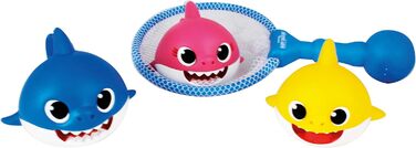 Набір для ванни Baby Shark, 3 шт. (акула, сітка для купання), блакитний, рожевий, жовтий, білий