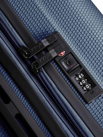 Валіза Franky для чоловіків та жінок Середній візок 44,5 x 28 x 66 см виготовлена з високоякісного, ударостійкого ABS-матеріалу Розсувна та телескопічна ручка Серія Munich 4.0 темно-синього кольору, матовий колір, 66 см