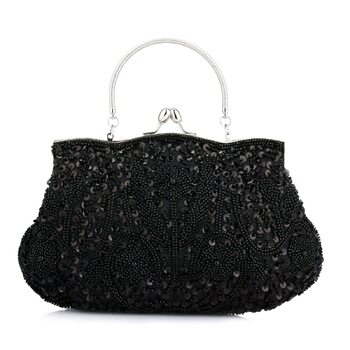 Жіноча клатч-сумочка з перлами ручної роботи, вечірня сумочка для вечірок та весіль (Чорна)