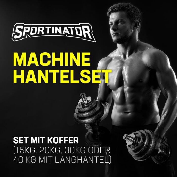Набір гантелей SPORTINATOR Machine з футляром гантелі або комплект гантелей 2-в-1 (1540 кг) чавун та сталь для ефективного тренування всього тіла вдома або в дорозі
