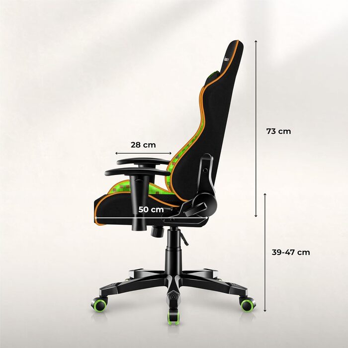 Ігрове крісло Huzaro Ranger 6.0 для дітей, офісне крісло, стільце для столу, підлокітники, ергономічний сучасний дизайн, подушки для шиї та попереку, штучна шкіра, функція гойдання, Pixel Pixel Small