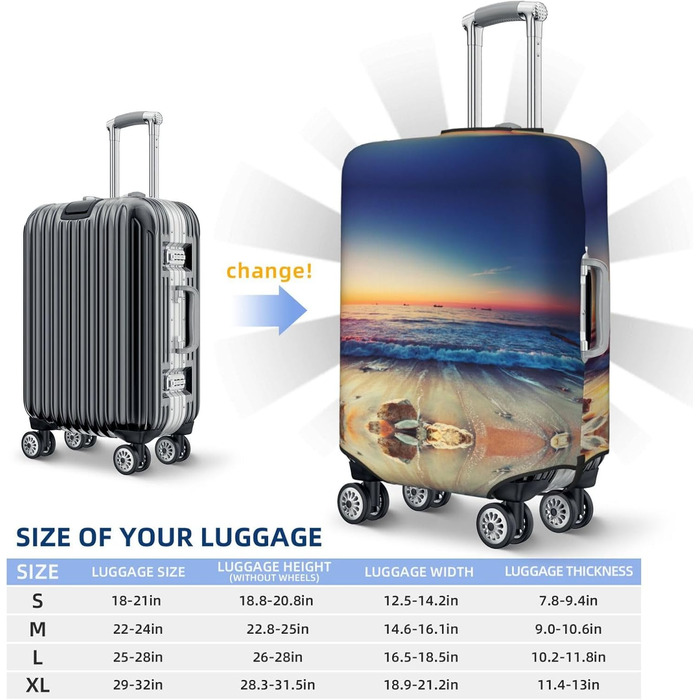 Чохол для валізи з морським принтом BAFAFA, еластичний захист від подряпин та пилу, чорний, розмір 90