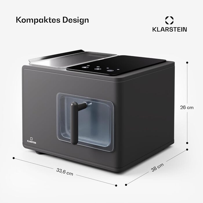Машина для кубиків льоду Klarstein для домашнього кемпінгу Gastro, швидка міні-машина для кубиків льоду маленька, професійний льодогенератор для кубиків льоду нагетсів, самоочищення, охоронна сигналізація та сенсорне керування, 15 кг/24 год