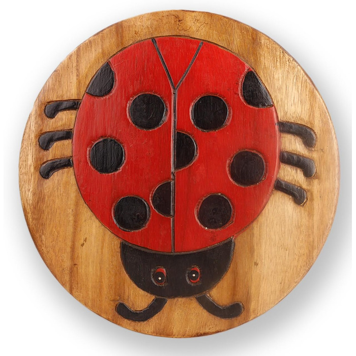 Універсальний дитячий табурет круглий дерев'яний табурет з масиву дерева з тваринним мотивом сонечко з багатьма можливими варіанта