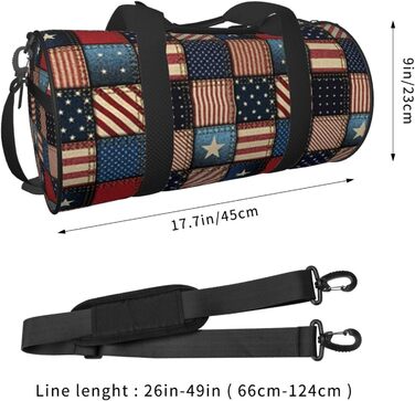 Спортивна сумка для подорожей, патчворк у стилі американського прапора, чорна, універсальний розмір