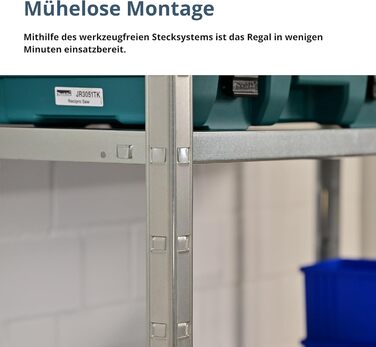 Система стелажів SCHULTE з 5 полицями PowerMAX, вантажопідйомність 65 кг, 190x100x40 см (ВxШxГ), оцинкована, полиця для зберігання, полиця для майстерні, полиця для підвалу, полиця для гаража, металева полиця