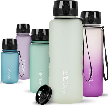 Пляшка для води 720DGREE 1л Sport 'uberBottle softTouch Sieb - Без BPA - Пляшка для води для універі, роботи, фітнесу, велосипеда, активного відпочинку, роботи - спортивна пляшка з тритану - легка, ударостійка, багаторазова (1500 мл, шампанське - кремово-