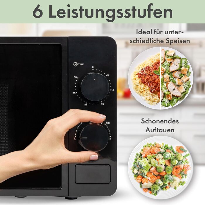 Мікрохвильова піч Clatronic з варильною камерою 20 л і освітленням варильної камери Мікрохвильова піч з 6 рівнями потужності Мікрохвильова піч з таймером на 30 хвилин Мікрохвильова піч з поворотним столом Ø24,5 см 700 Вт MW 791 чорний