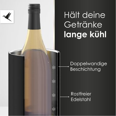 Охолоджувач пляшок Beyond для пляшок вина, шампанського та ігристих вин I Двостінний охолоджувач шампанського з нержавіючої сталі