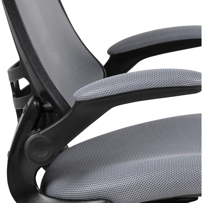 Офісний стілець Flash Furniture, ергономічний, із сітчастою спинкою, литим сидінням з регулюванням висоти та важелем нахилу, що фіксується, сірий, 65 x 63 x 105 см Сірий 64,77 x 62,23 x 104,78 см