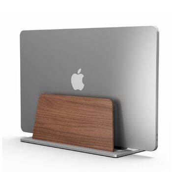 Підставка для ноутбука з дерева та алюмінію Muso - вертикальна. Компактний регульований тримач для MacBook Pro/Air, iPad, Samsung, планшетів та ноутбуків.