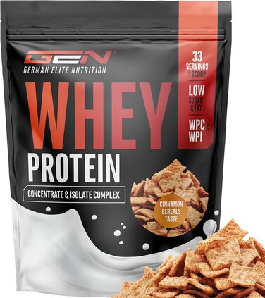 Сироватковий протеїновий порошок German Elite Nutrition, 1000 г, Злаки з корицею
